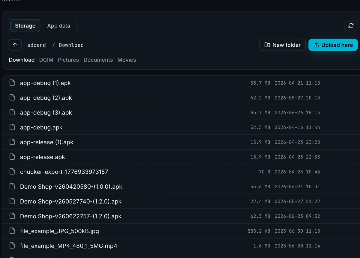 File manager showing the phone's Download folder