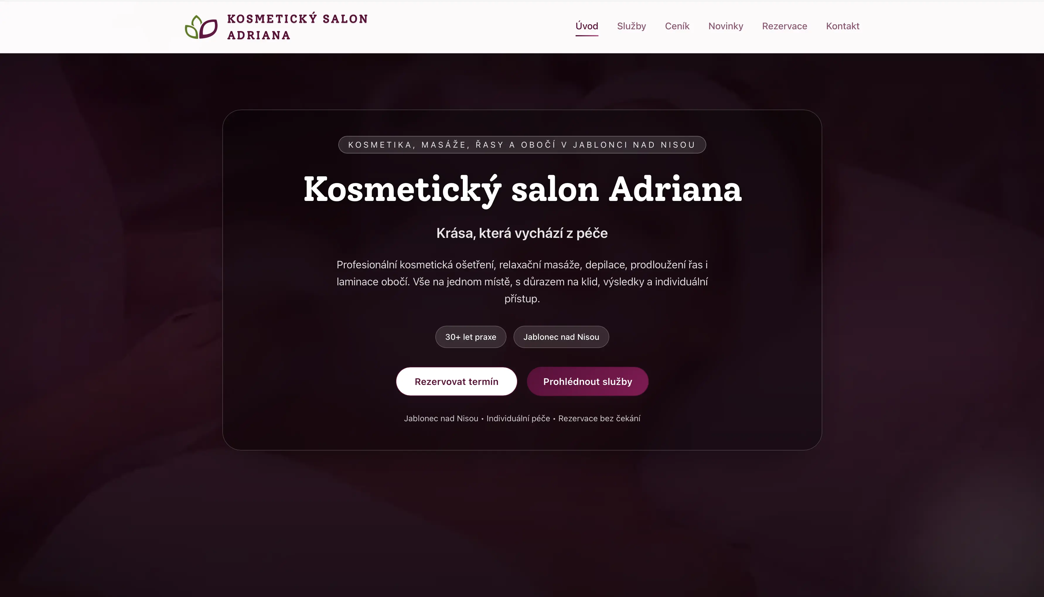 Publikace webu Salon Adriana